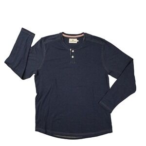 The Normal Brand Henley Shirt Men's Large Navy Blue Long Sleeve Lounge Layer